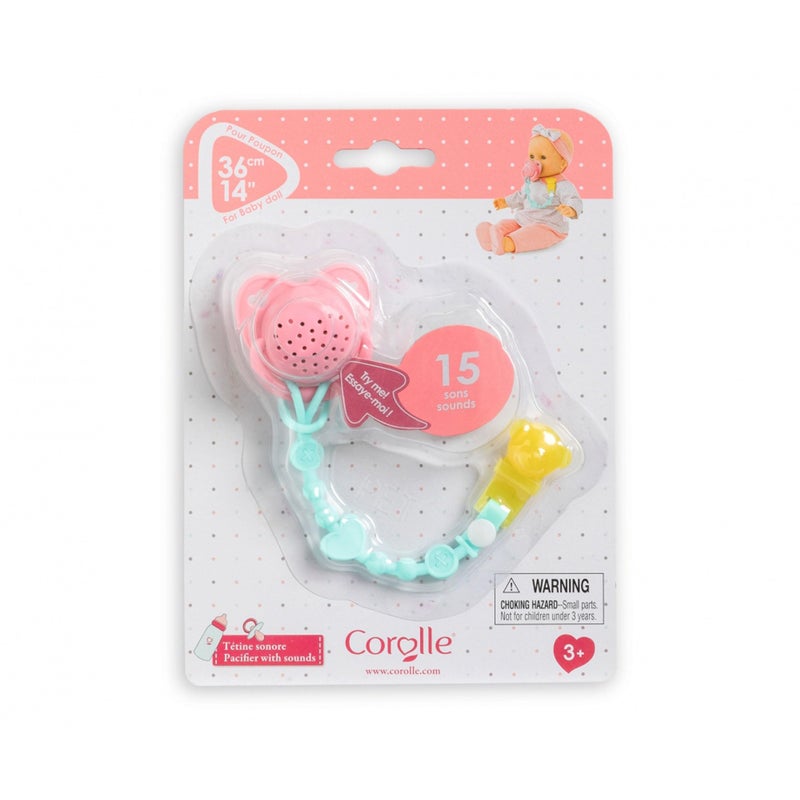 Corolle Baby Doll Pacifier with 15 Sounds - for 14" Baby Dolls, Pink/Blue - Image 5